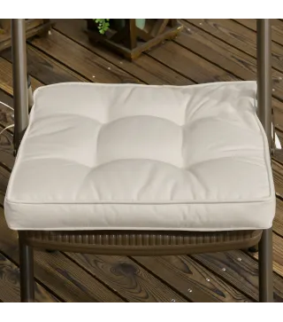 Conjunto de Cojines para Sillas de Comedor y Jardín Impermeable con 2 Amarres de Fijación 42x42x5 cm Crema
