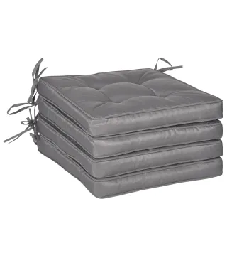 Conjunto de Cojines para Sillas de Comedor y Jardín Impermeable con 2 Amarres de Fijación 42x42x5 cm Gris Oscuro