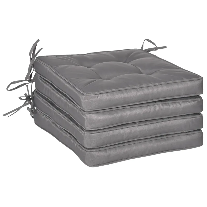 Conjunto de Cojines para Sillas de Comedor y Jardín Impermeable con 2 Amarres de Fijación 42x42x5 cm Gris Oscuro