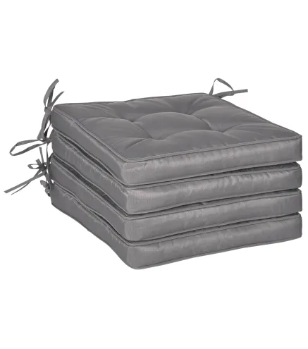 Conjunto de Cojines para Sillas de Comedor y Jardín Impermeable con 2 Amarres de Fijación 42x42x5 cm Gris Oscuro