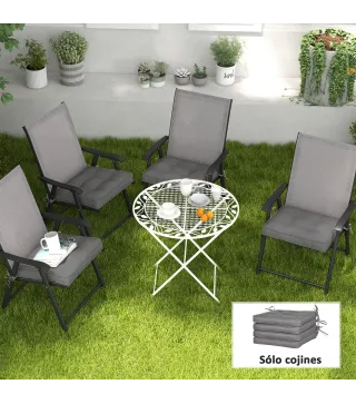 Conjunto de Cojines para Sillas de Comedor y Jardín Impermeable con 2 Amarres de Fijación 42x42x5 cm Gris Oscuro