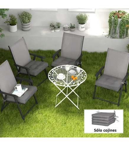Conjunto de Cojines para Sillas de Comedor y Jardín Impermeable con 2 Amarres de Fijación 42x42x5 cm Gris Oscuro