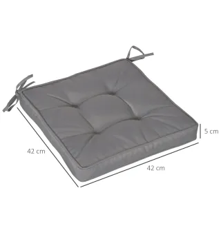 Conjunto de Cojines para Sillas de Comedor y Jardín Impermeable con 2 Amarres de Fijación 42x42x5 cm Gris Oscuro