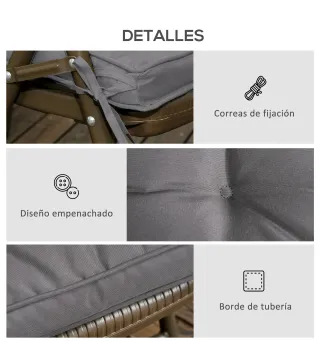 Conjunto de Cojines para Sillas de Comedor y Jardín Impermeable con 2 Amarres de Fijación 42x42x5 cm Gris Oscuro