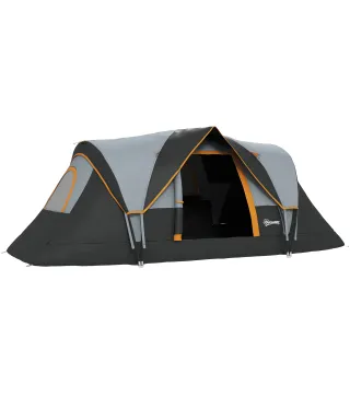Tienda de Acampada para 5-6 Personas Impermeable 3000mm+ con Bolsa de Transporte y Gancho 455x220x180 cm Gris