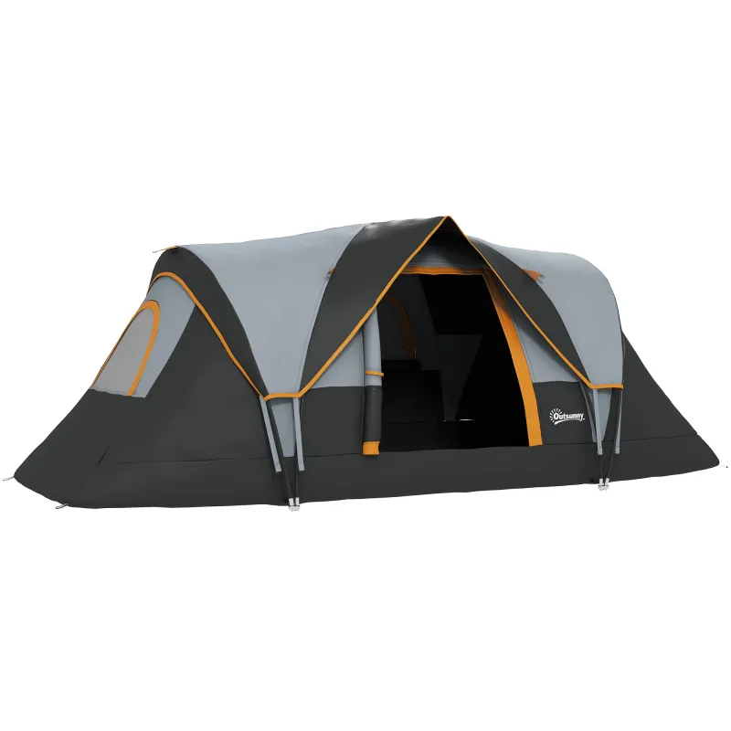 Tienda de Acampada para 5-6 Personas Impermeable 3000mm+ con Bolsa de Transporte y Gancho 455x220x180 cm Gris