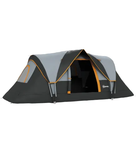 Tienda de Acampada para 5-6 Personas Impermeable 3000mm+ con Bolsa de Transporte y Gancho 455x220x180 cm Gris