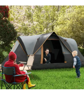 Tienda de Acampada para 5-6 Personas Impermeable 3000mm+ con Bolsa de Transporte y Gancho 455x220x180 cm Gris