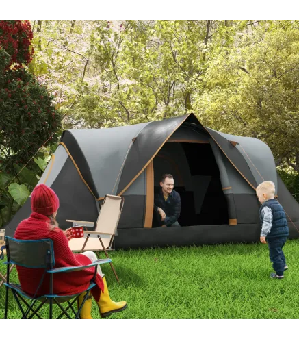 Tienda de Acampada para 5-6 Personas Impermeable 3000mm+ con Bolsa de Transporte y Gancho 455x220x180 cm Gris
