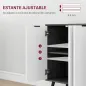 Aparador de 4 Puertas Aparador de Salón Estantes Ajustables Patas de Madera para Cocina Blanco y Negro 120x35x77,4 cm