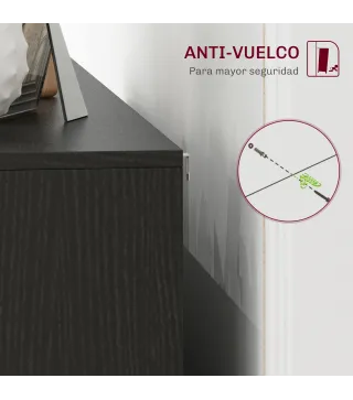 Aparador de 4 Puertas Aparador de Salón Estantes Ajustables Patas de Madera para Cocina Blanco y Negro 120x35x77,4 cm