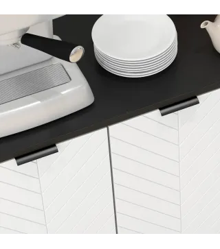 Aparador de 4 Puertas Aparador de Salón Estantes Ajustables Patas de Madera para Cocina Blanco y Negro 120x35x77,4 cm