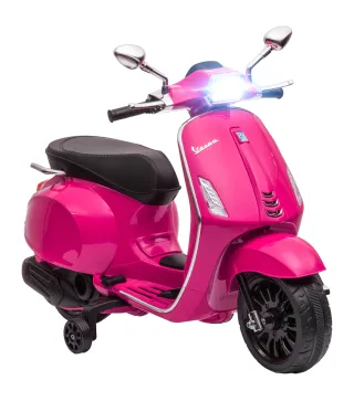 Moto Eléctrica para Niños de +3 Años con Licencia Vespa con USB MP3 Luz LED Radio FM Velocidad 3 km/h Carga 35kg Rosa
