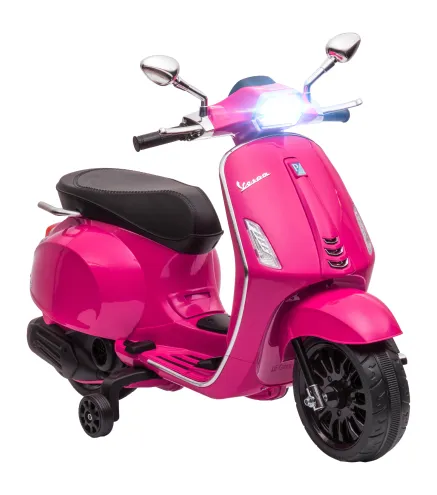 Moto Eléctrica para Niños de +3 Años con Licencia Vespa con USB MP3 Luz LED Radio FM Velocidad 3 km/h Carga 35kg Rosa