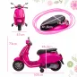 Moto Eléctrica para Niños de +3 Años con Licencia Vespa con USB MP3 Luz LED Radio FM Velocidad 3 km/h Carga 35kg Rosa