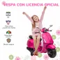 Moto Eléctrica para Niños de +3 Años con Licencia Vespa con USB MP3 Luz LED Radio FM Velocidad 3 km/h Carga 35kg Rosa