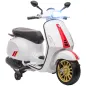 Moto Eléctrica para Niños de +3 Años con Licencia Vespa con USB MP3 Luz LED Radio FM Velocidad 3 km/h Carga 35kg Blanco