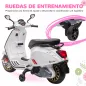 Moto Eléctrica para Niños de +3 Años con Licencia Vespa con USB MP3 Luz LED Radio FM Velocidad 3 km/h Carga 35kg Blanco