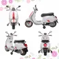 Moto Eléctrica para Niños de +3 Años con Licencia Vespa con USB MP3 Luz LED Radio FM Velocidad 3 km/h Carga 35kg Blanco