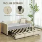 Cama Nido Tipo Diván 2 en 1 con Base Metálica y Tapizado Cama Inferior Extraíble para Colchones de 90x190 cm Beige Cama Nido Tipo Diván 2 en 1 con Base Metálica y Tapizado Cama Inferior Extraíble para Colchones de 90x190 cm Beige