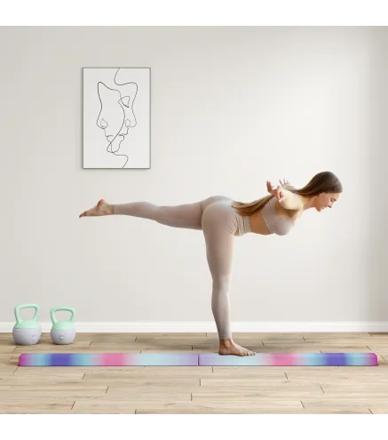 Barra de Equilibrio Gimnasia Plegable 236 cm Barra de Gimnasia Artística para Niños Entrenamiento en Casa Multicolor