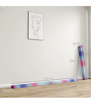 Barra de Equilibrio Gimnasia Plegable 236 cm Barra de Gimnasia Artística para Niños Entrenamiento en Casa Multicolor