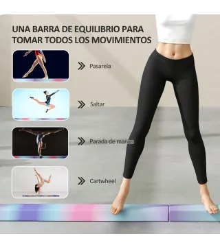 Barra de Equilibrio Gimnasia Plegable 236 cm Barra de Gimnasia Artística para Niños Entrenamiento en Casa Multicolor