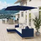 Sombrilla de Aluminio 198x294x255 Parasol Rectangular de Jardín Inclinable con Manivela y Poste Desmontable Azul Marino