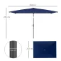 Sombrilla de Aluminio 198x294x255 Parasol Rectangular de Jardín Inclinable con Manivela y Poste Desmontable Azul Marino