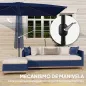 Sombrilla de Aluminio 198x294x255 Parasol Rectangular de Jardín Inclinable con Manivela y Poste Desmontable Azul Marino