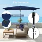 Sombrilla de Aluminio 198x294x255 Parasol Rectangular de Jardín Inclinable con Manivela y Poste Desmontable Azul Marino