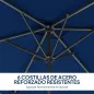 Sombrilla de Aluminio 198x294x255 Parasol Rectangular de Jardín Inclinable con Manivela y Poste Desmontable Azul Marino