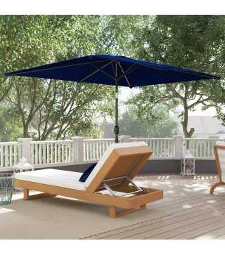 Sombrilla de Aluminio 198x294x255 Parasol Rectangular de Jardín Inclinable con Manivela y Poste Desmontable Azul Marino