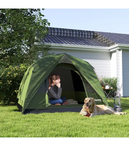 Tienda de Camping para 4 Personas Impermeable Fácil Instalación y Bolsa de Transporte Incluida 200x200x135 cm Verde