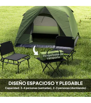 Tienda de Camping para 4 Personas Impermeable Fácil Instalación y Bolsa de Transporte Incluida 200x200x135 cm Verde