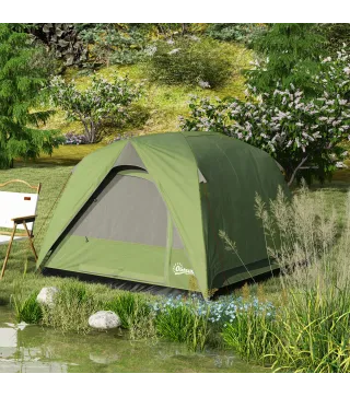 Tienda de Camping para 4 Personas Impermeable Fácil Instalación y Bolsa de Transporte Incluida 200x200x135 cm Verde
