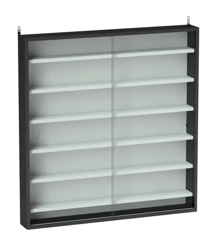 Vitrina de Pared de Madera con Estantes Ajustables y 2 Puertas Correderas de Cristal 80x9,5x83 cm Negro