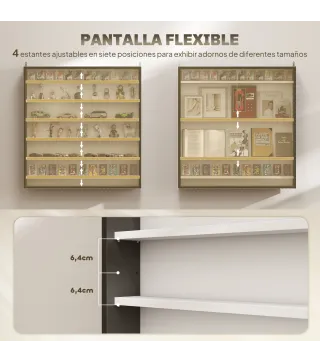 Vitrina de Pared de Madera con Estantes Ajustables y 2 Puertas Correderas de Cristal 80x9,5x83 cm Negro