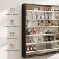Vitrina de Pared de Madera con Estantes Ajustables y 2 Puertas Correderas de Cristal 80x9,5x83 cm Negro