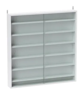 Vitrina de Pared de Madera con Estantes Ajustables y 2 Puertas Correderas de Cristal 80x9,5x83 cm Blanco