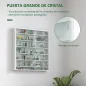 Vitrina de Pared de Madera con Estantes Ajustables y 2 Puertas Correderas de Cristal 80x9,5x83 cm Blanco