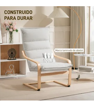 Sillón de Salón Moderno con Respaldo Alto Acolchado Patas de Madera y Tapizado en Terciopelo 67x83x105 cm Crema