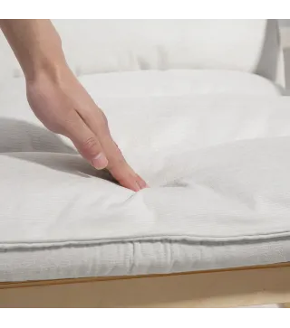 Sillón de Salón Moderno con Respaldo Alto Acolchado Patas de Madera y Tapizado en Terciopelo 67x83x105 cm Crema