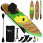 Tabla Paddle Surf Hinchable SUP Extra Largo de 335 cm con Asiento Remo Convertible Aletas Bomba y Mochila Carga 180 kg