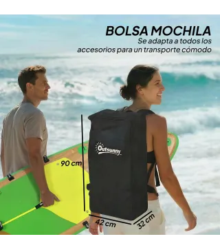Tabla Paddle Surf Hinchable SUP Extra Largo de 335 cm con Asiento Remo Convertible Aletas Bomba y Mochila Carga 180 kg