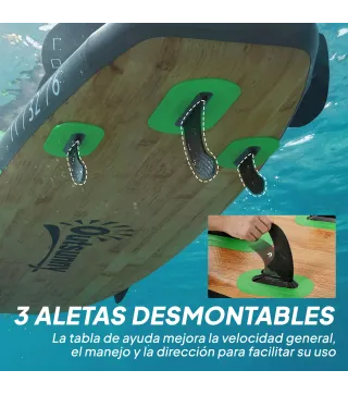 Tabla Paddle Surf Hinchable SUP Extra Largo de 335 cm con Asiento Remo Convertible Aletas Bomba y Mochila Carga 180 kg