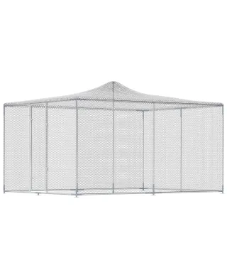 Gallinero para Exterior Grande 4x3x1,97 m 12 m² Gallinero de Acero Galvanizado con Puerta con Doble Cierre Plata