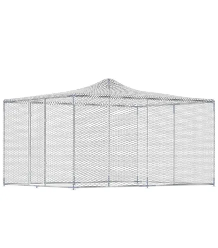 Gallinero para Exterior Grande 4x3x1,97 m 12 m² Gallinero de Acero Galvanizado con Puerta con Doble Cierre Plata