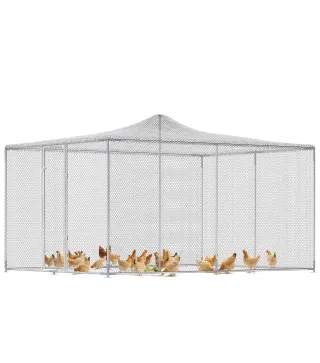 Gallinero para Exterior Grande 4x3x1,97 m 12 m² Gallinero de Acero Galvanizado con Puerta con Doble Cierre Plata