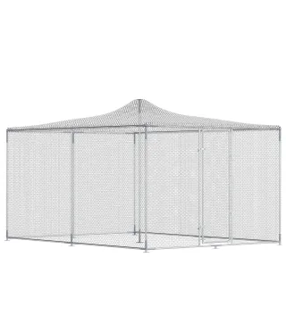 Gallinero para Exterior Grande 4x3x1,97 m 12 m² Gallinero de Acero Galvanizado con Puerta con Doble Cierre Plata